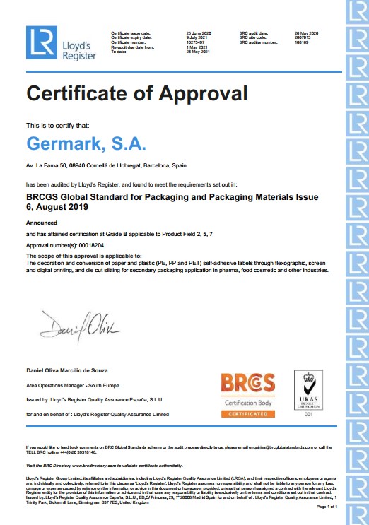 BRC Certificate